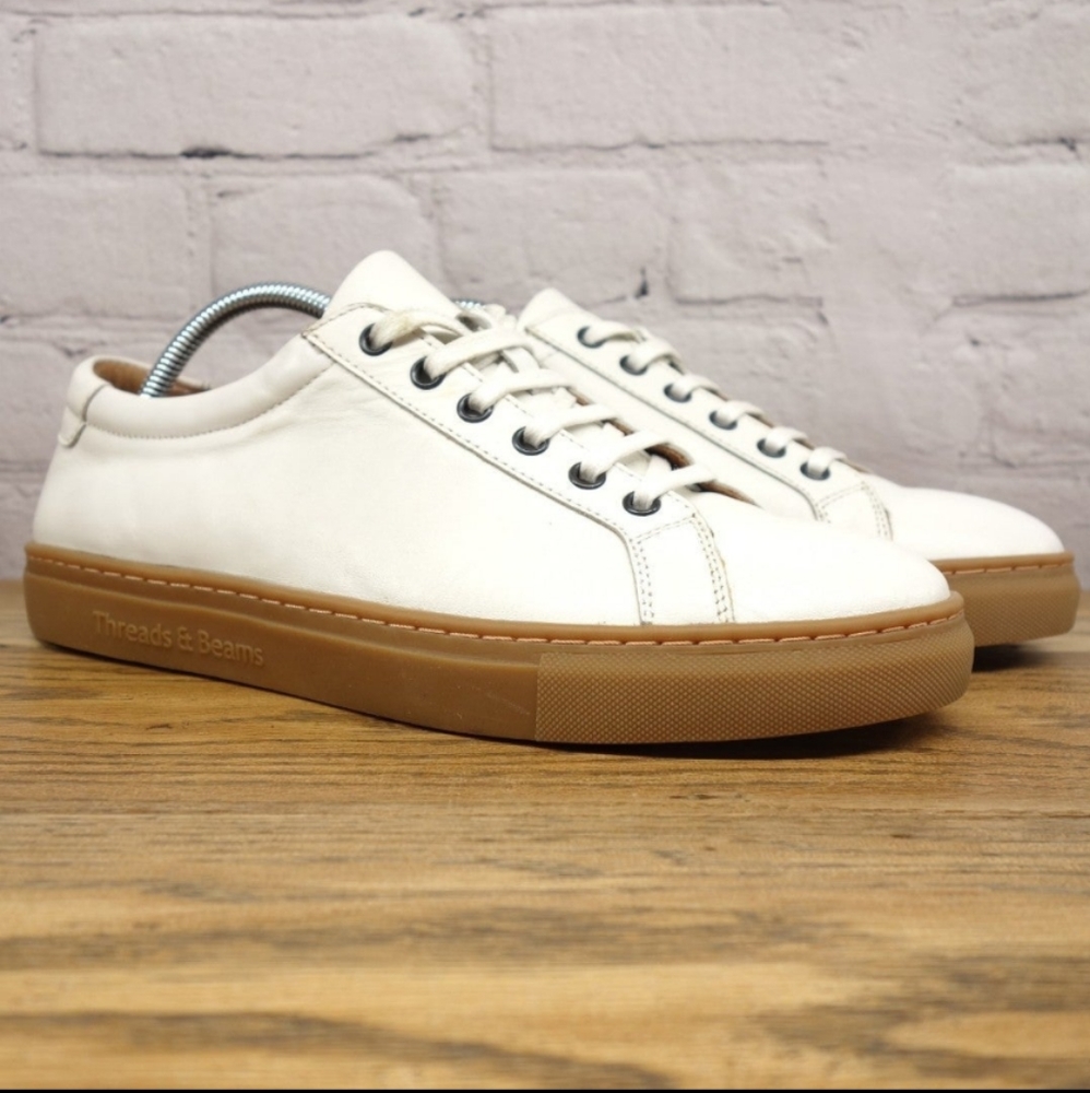 Threads & Beams Men's Size 9 White Leather Gum Sole Casual Shoe